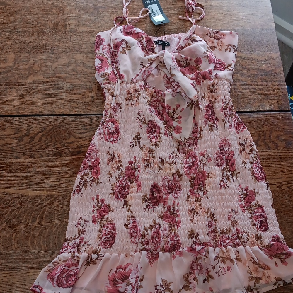 Size 8 NASTY GAL pink and floral dress